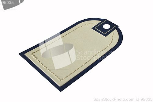 Image of White and blue tag isolated