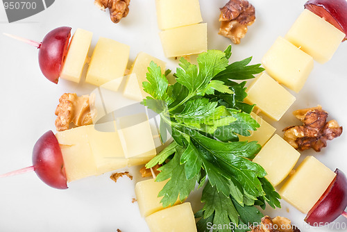 Image of Cheese and grapes and nuts