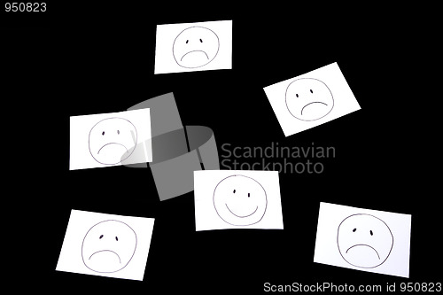 Image of a smile surrounded by sad faces