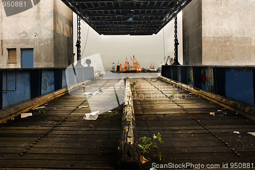 Image of old desert car ferry dock