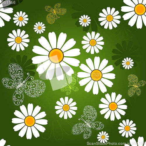 Image of Seamless green floral pattern
