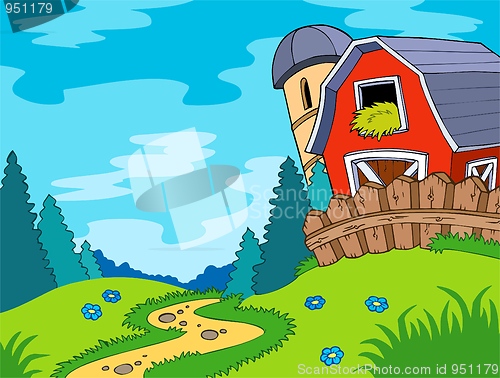 Image of Country landscape with barn