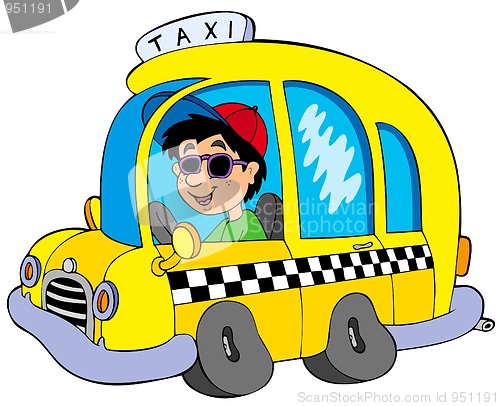 Image of Cartoon taxi driver