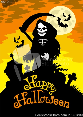 Image of Halloween theme with grim reaper