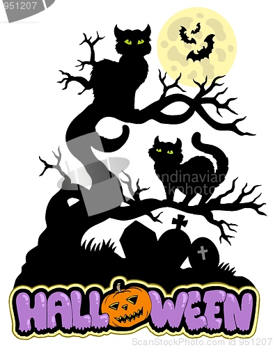 Image of Halloween sign with cats