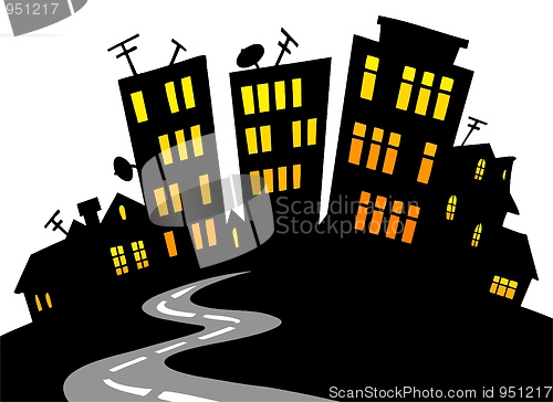 Image of Cartoon city skyline