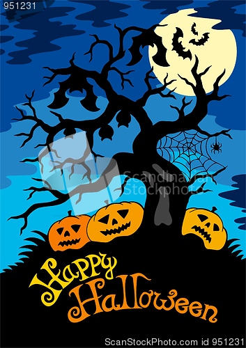 Image of Happy Halloween theme with tree