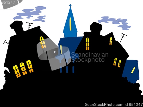 Image of Cartoon village skyline