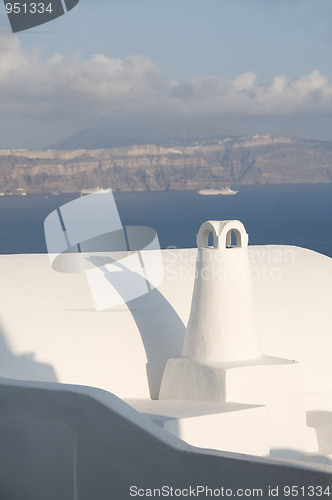 Image of cyclades white stucco architecture cruise ship view santorini