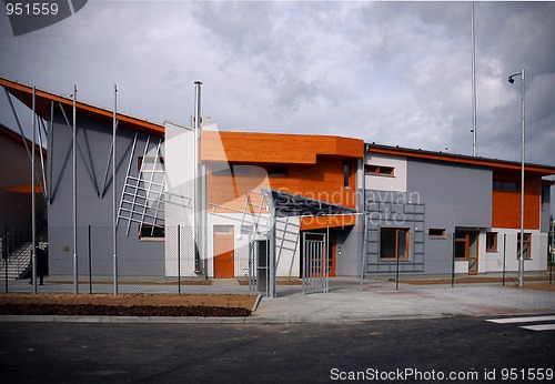 Image of Modern building with wooden facade