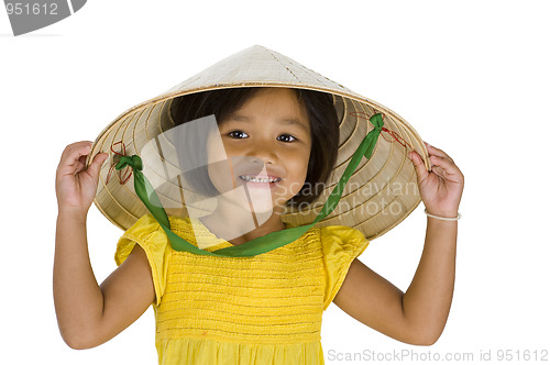 Image of asian farmer girl with missing teeth