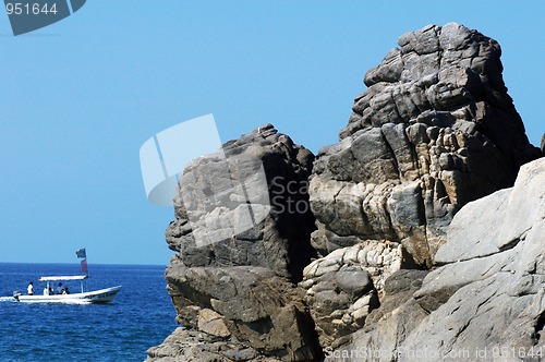 Image of Rocks on beach in Puerto Escondido, Mexico