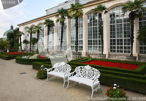 Image of Flower garden of Castle in Kromeriz, Czech Republic