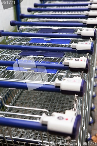 Image of Detail of row of the shopping baskets