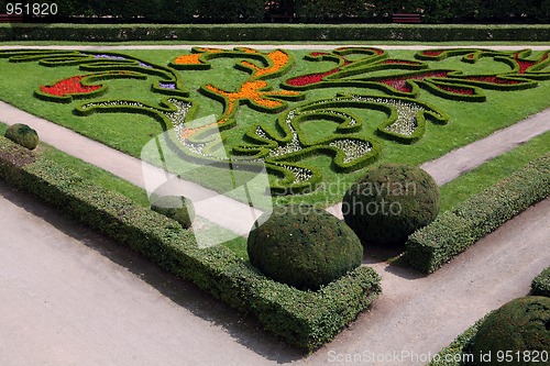 Image of Flower garden of Castle in Kromeriz, Czech Republic