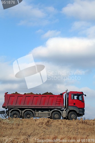 Image of Red dump truck