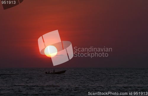 Image of Sunset over sea in Puerto Escondido