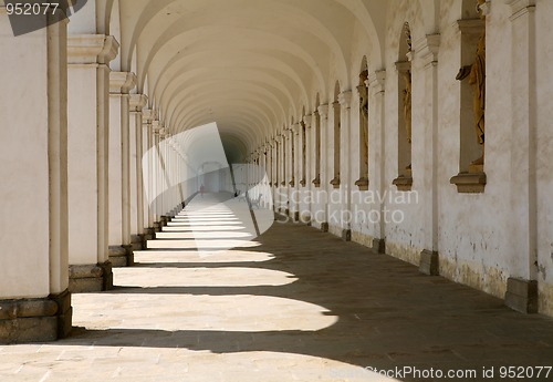 Image of Colonnade in flower garden Kromeriz, Czech Republic