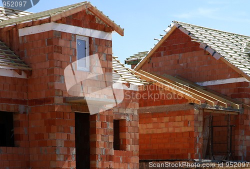 Image of Big brick house under the construction