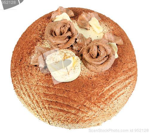 Image of Single chocolate cake with flowers of rose