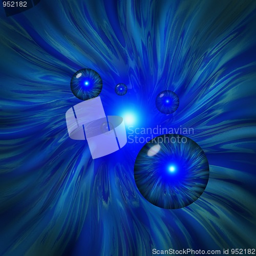 Image of Blue vortex with orbs flying through wormhole