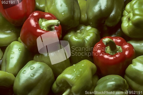 Image of Green and red Bell peppers