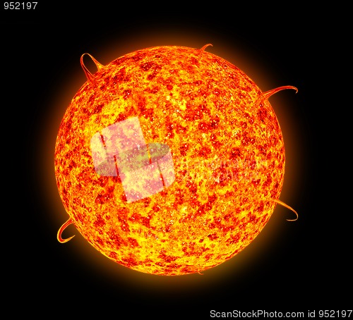 Image of Illustration of sunspot and solar flare activity
