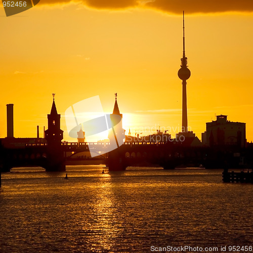 Image of oberbaumbruecke berlin sunset