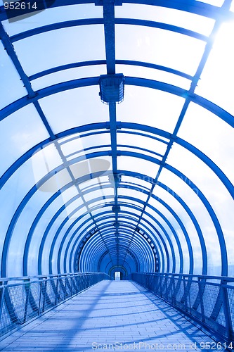 Image of blue glass corridor