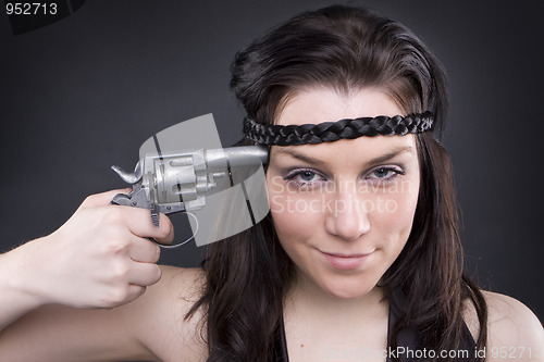 Image of Gun At Womans Head 