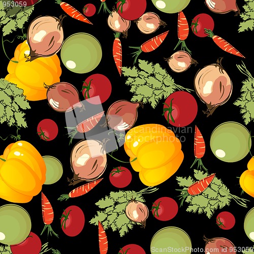 Image of Vegetables pattern on black 