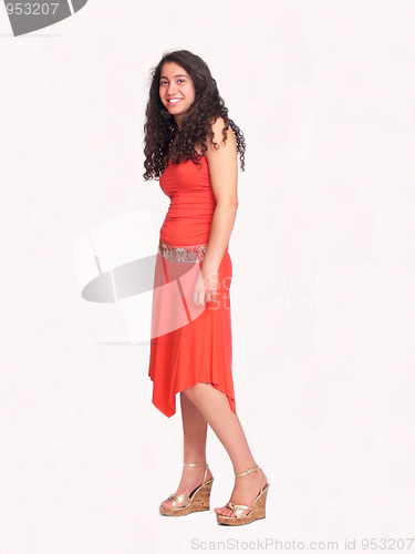 Image of Young girl in red  