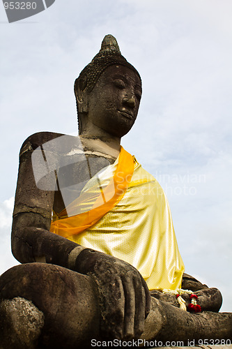 Image of Buddha Image in Wat  Mahathat Ayutthaya of Thailand 