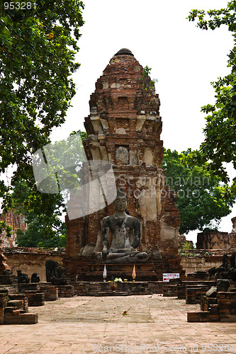Image of Buddha Image in Wat  Mahathat Ayutthaya of Thailand 