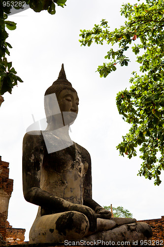 Image of Buddha Image in Wat  Mahathat Ayutthaya of Thailand 