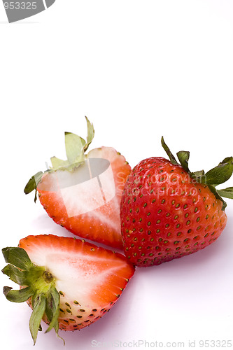 Image of Beautiful strawberries isolated on white 