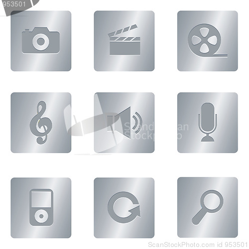 Image of Multimedia Icons | Silver Square 03