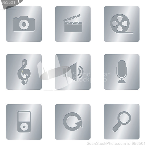 Image of Multimedia Icons | Silver Square 03