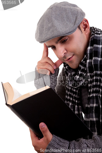 Image of man reading a book