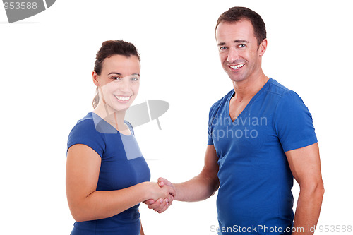 Image of man handshake a woman