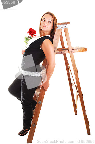 Image of Pretty girl on the stepladder.