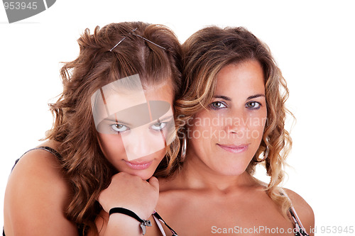 Image of Happy mother and daughter embraced