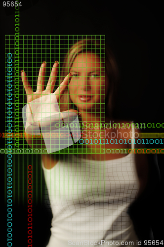 Image of Binary Girl with coded grid