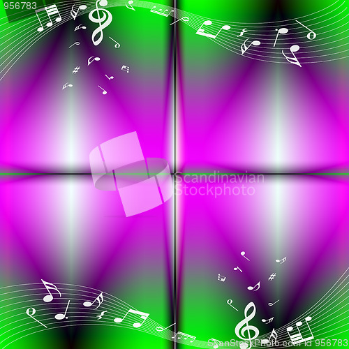 Image of Abstract background of colorful music notes 