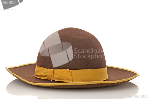 Image of Scarecrow brown felt hat with with yellow loop