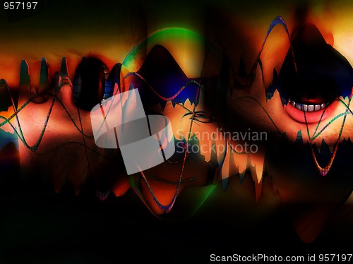 Image of Face With Mouths And Soundwaves