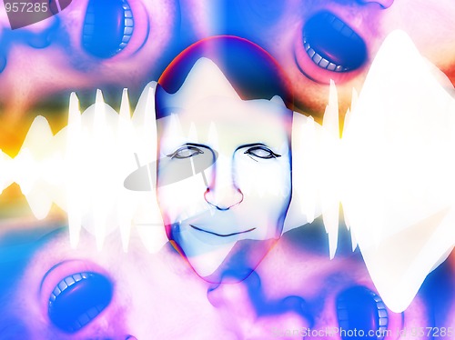 Image of Face With Mouths And Soundwaves