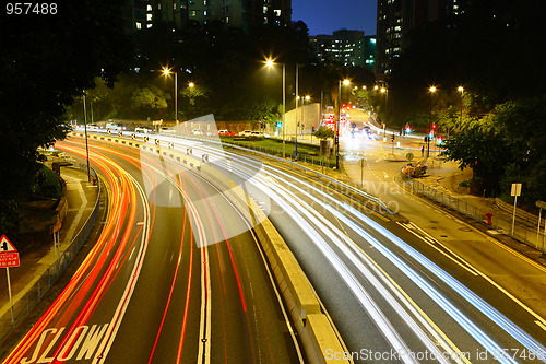 Image of traffic in city at night