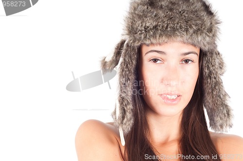 Image of Woman in fur hat