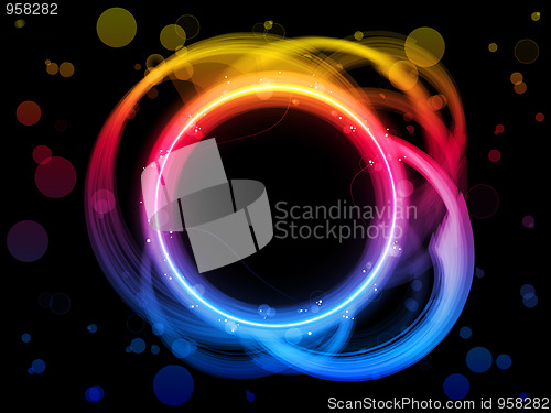 Image of Rainbow Circle Border with Sparkles and Swirls.
